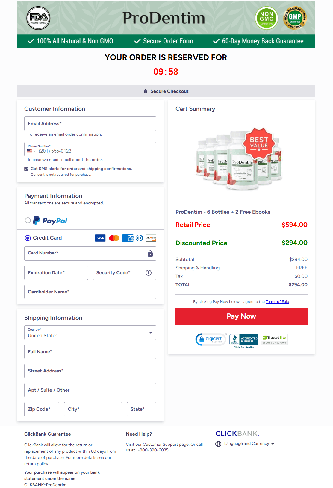 ProDentim - Secure checkout page